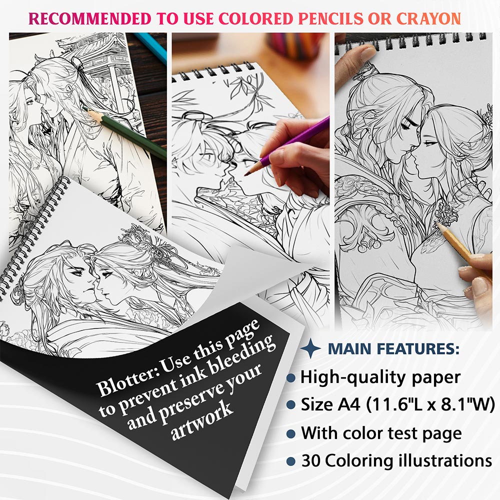 NETHOUSE Manhua Lovers Coloring Sheets For Adults
