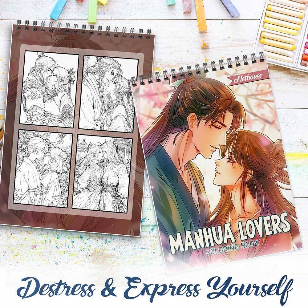 NETHOUSE Manhua Lovers Spiral Coloring Book For Adults