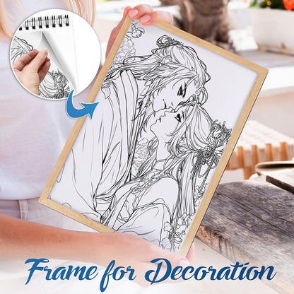 NETHOUSE Manhua Lovers Spiral Bound Coloring Book For Adults