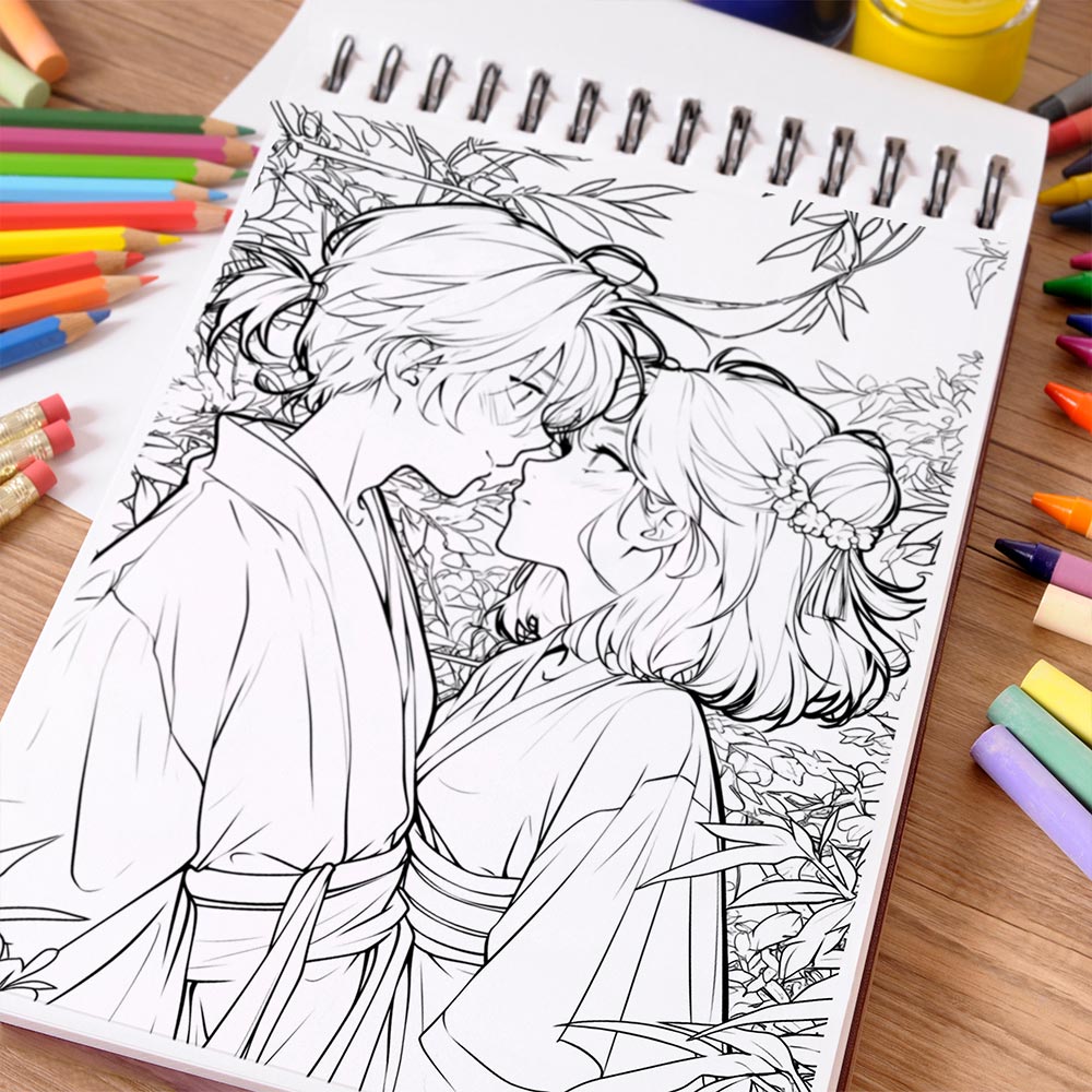NETHOUSE Manhua Lovers Coloring Book Spiral Bound For Adults