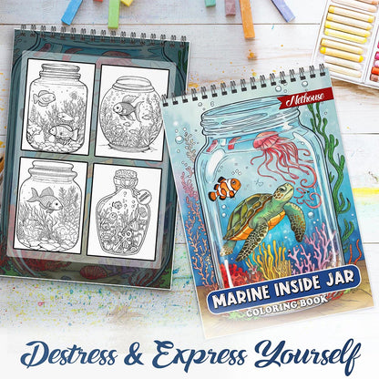 NETHOUSE Marine Inside Jar Spiral Coloring Book For Adults