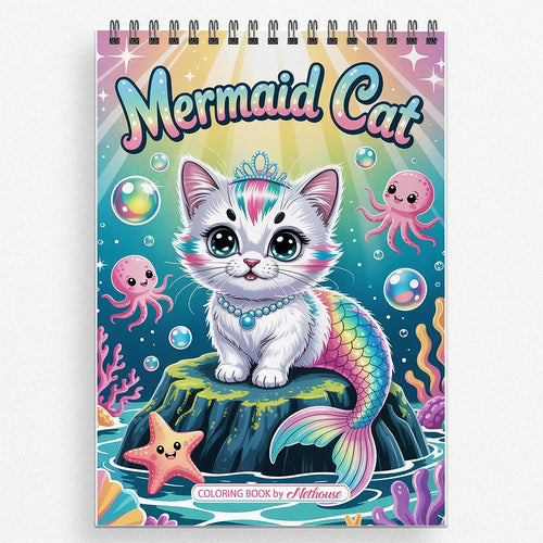 NETHOUSE Mermaid Cat Coloring Book For Adults