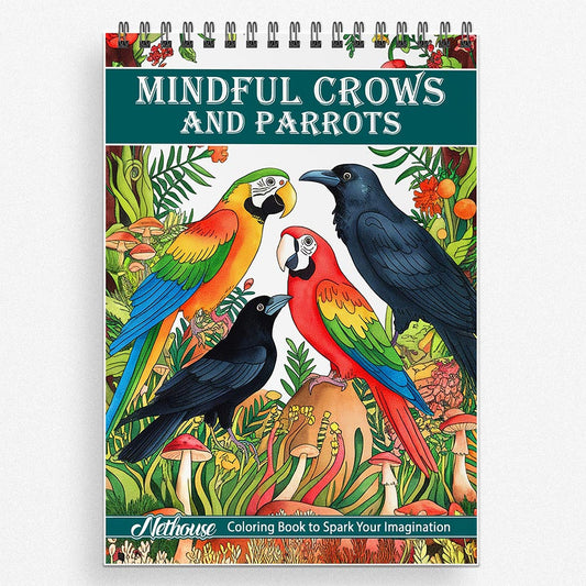 NETHOUSE Mindful Crows And Parrots Coloring Book For Adults