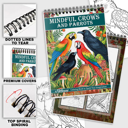 NETHOUSE Mindful Crows And Parrots Coloring Pages For Adults