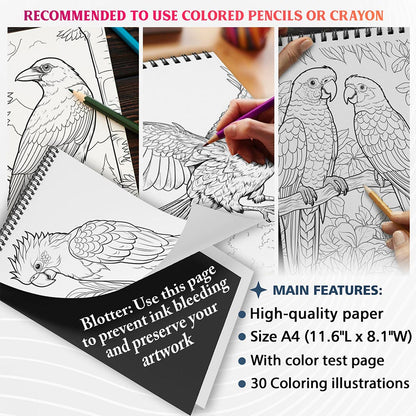 NETHOUSE Mindful Crows And Parrots Coloring Sheets For Adults