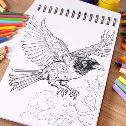 NETHOUSE Mindful Crows And Parrots Coloring Book Spiral Bound For Adults