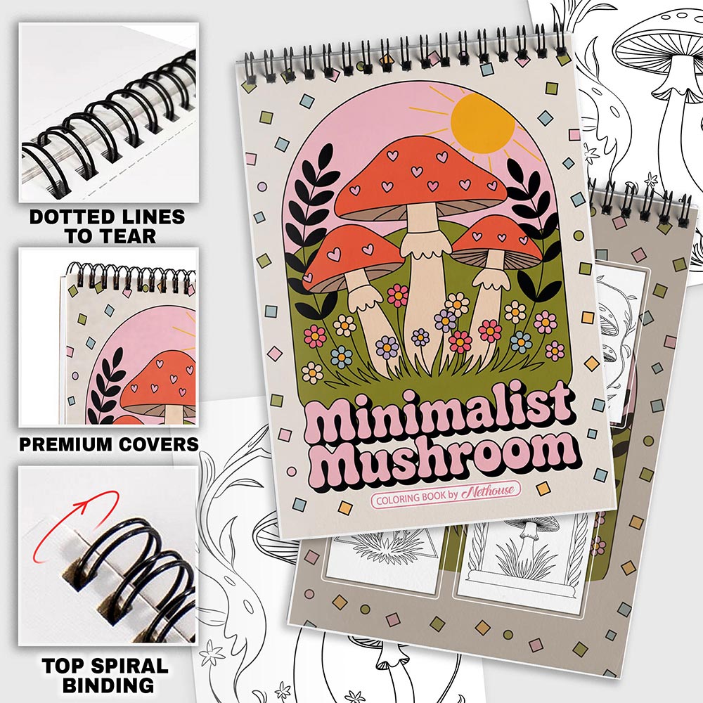NETHOUSE Minimalist Mushroom Coloring Pages For Adults