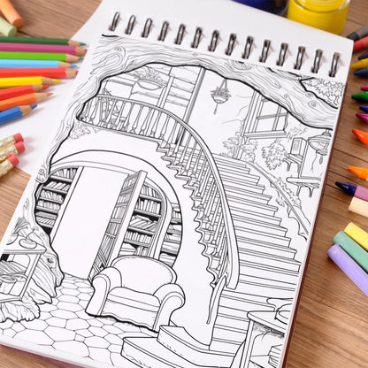 NETHOUSE My Dream House Coloring Book Spiral Bound For Adults