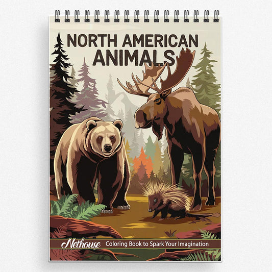 NETHOUSE North American Animals Coloring Book For Adults