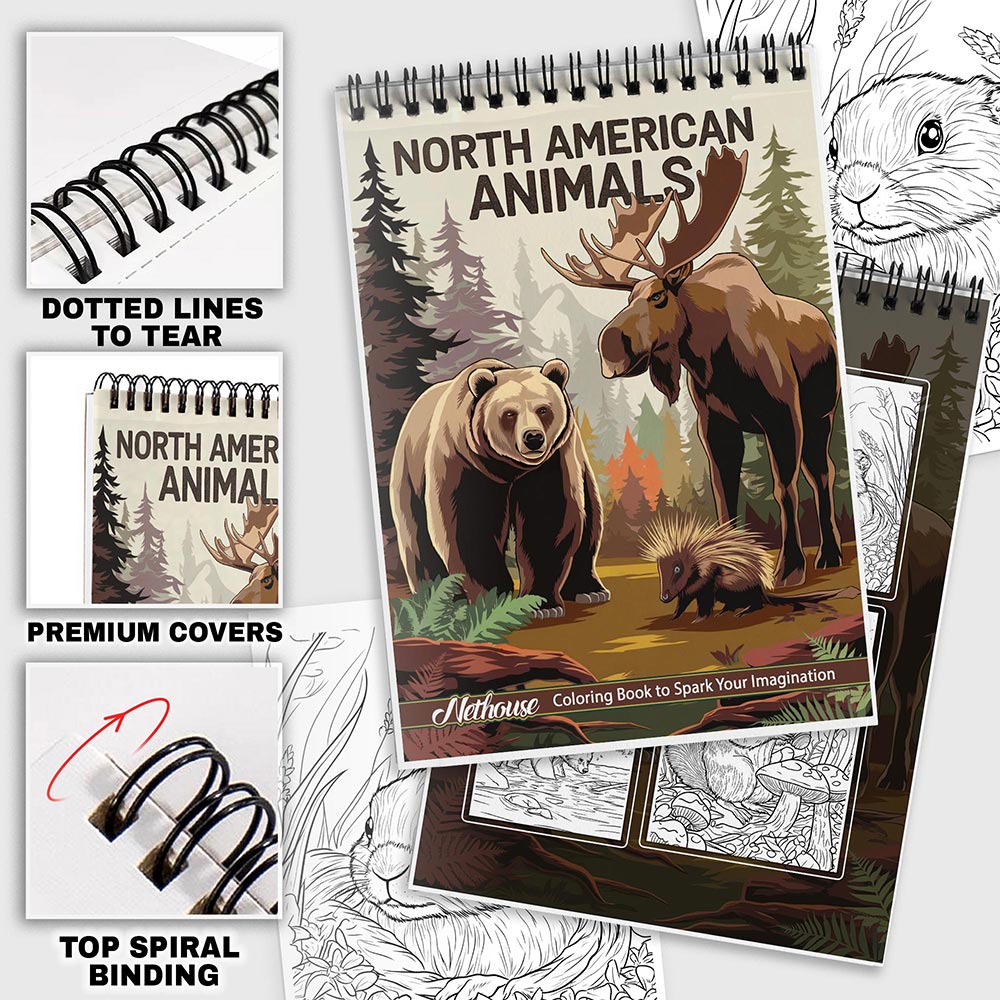 NETHOUSE North American Animals Coloring Pages For Adults