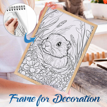 NETHOUSE North American Animals Spiral Bound Coloring Book For Adults