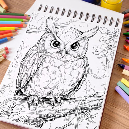 NETHOUSE Owl Coloring Book Spiral Bound For Adults