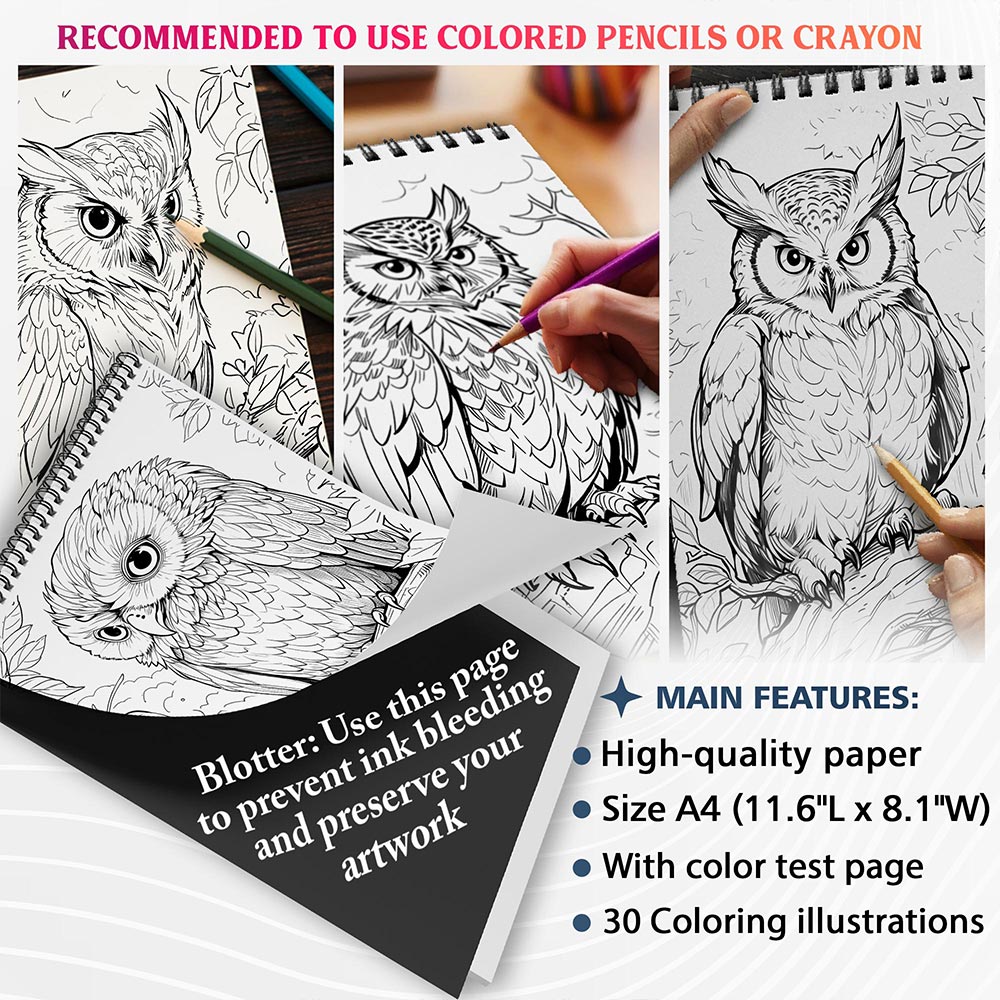NETHOUSE Owls Coloring Sheets For Adults