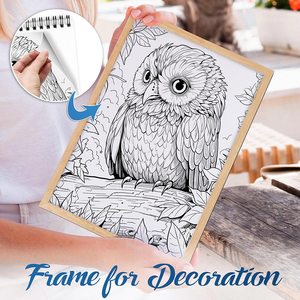 NETHOUSE Owls Spiral Bound Coloring Book For Adults