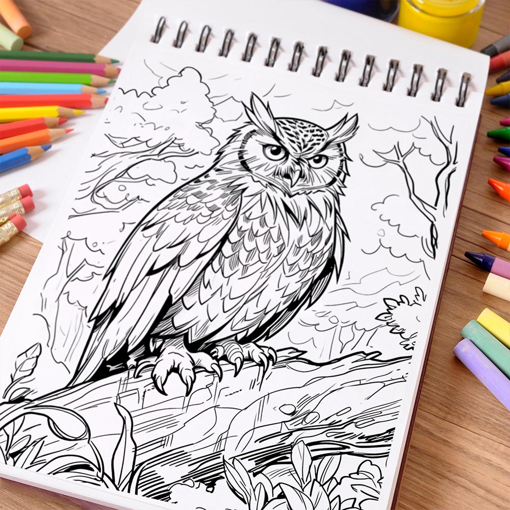 NETHOUSE Owls Coloring Book Spiral Bound For Adults