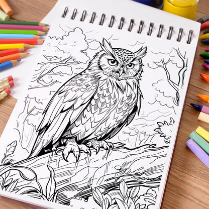 NETHOUSE Owls Coloring Book Spiral Bound For Adults