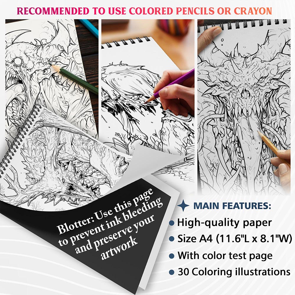NETHOUSE Paranormal Horror Monsters Coloring Sheets For Adults