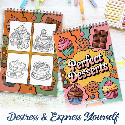 NETHOUSE Perfect Desserts Spiral Coloring Book For Adults 