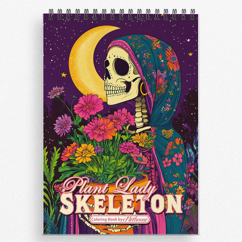 NETHOUSE Plant Lady Skeleton Coloring Book For Adults