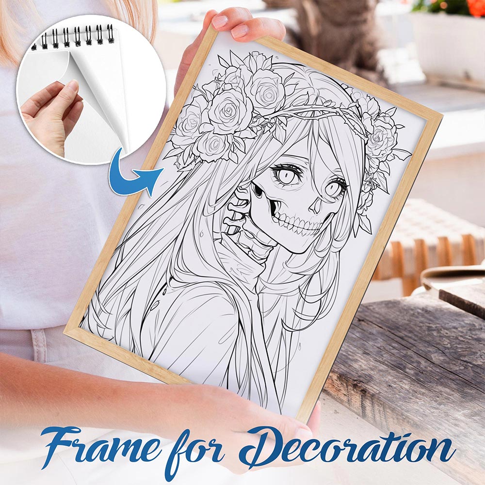NETHOUSE Plant Lady Skeleton Spiral Bound Coloring Book For Adults