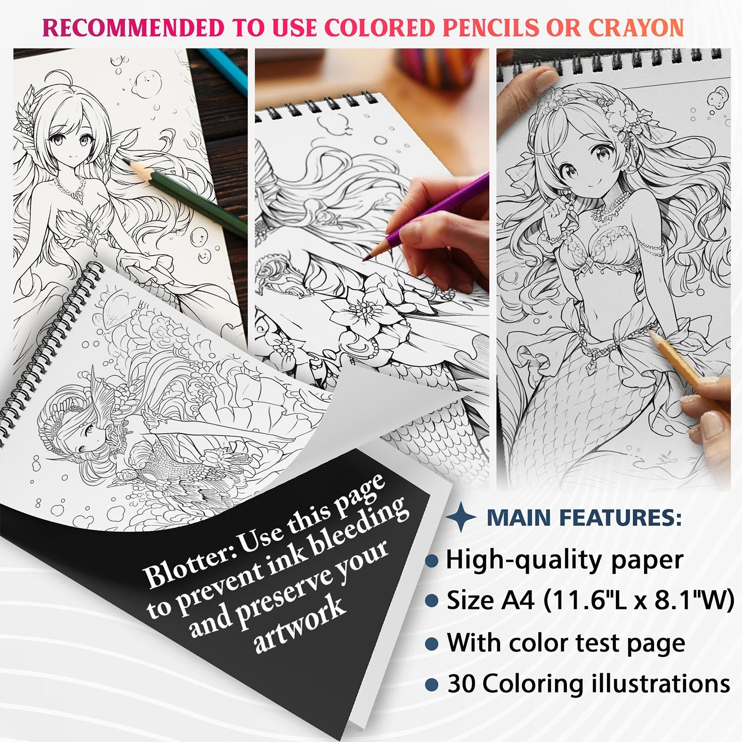 NETHOUSE Pop Anime Mermaid Coloring Sheets For Adults
