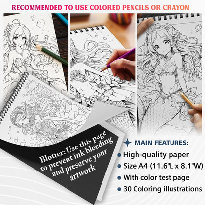 NETHOUSE Pop Anime Mermaid Coloring Sheets For Adults