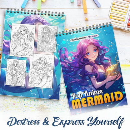 NETHOUSE Pop Anime Mermaid Spiral Coloring Book For Adults