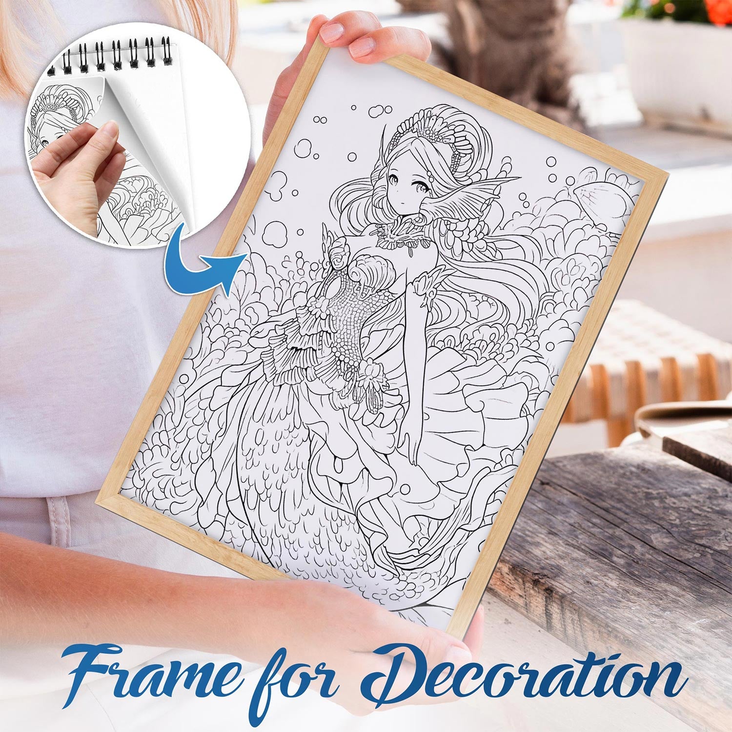 NETHOUSE Pop Anime Mermaid Spiral Bound Coloring Book For Adults