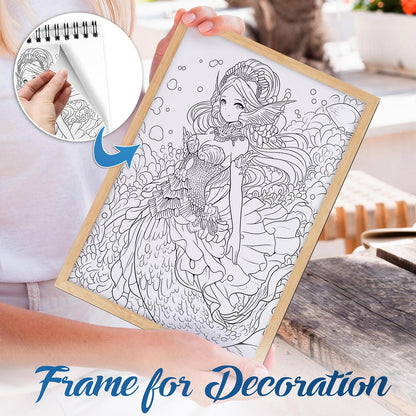 NETHOUSE Pop Anime Mermaid Spiral Bound Coloring Book For Adults