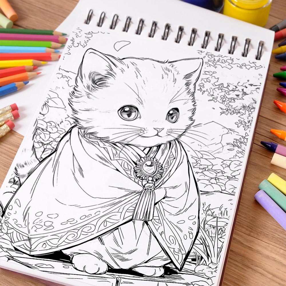 NETHOUSE Princess Kittens Coloring Book Spiral Bound For Adults