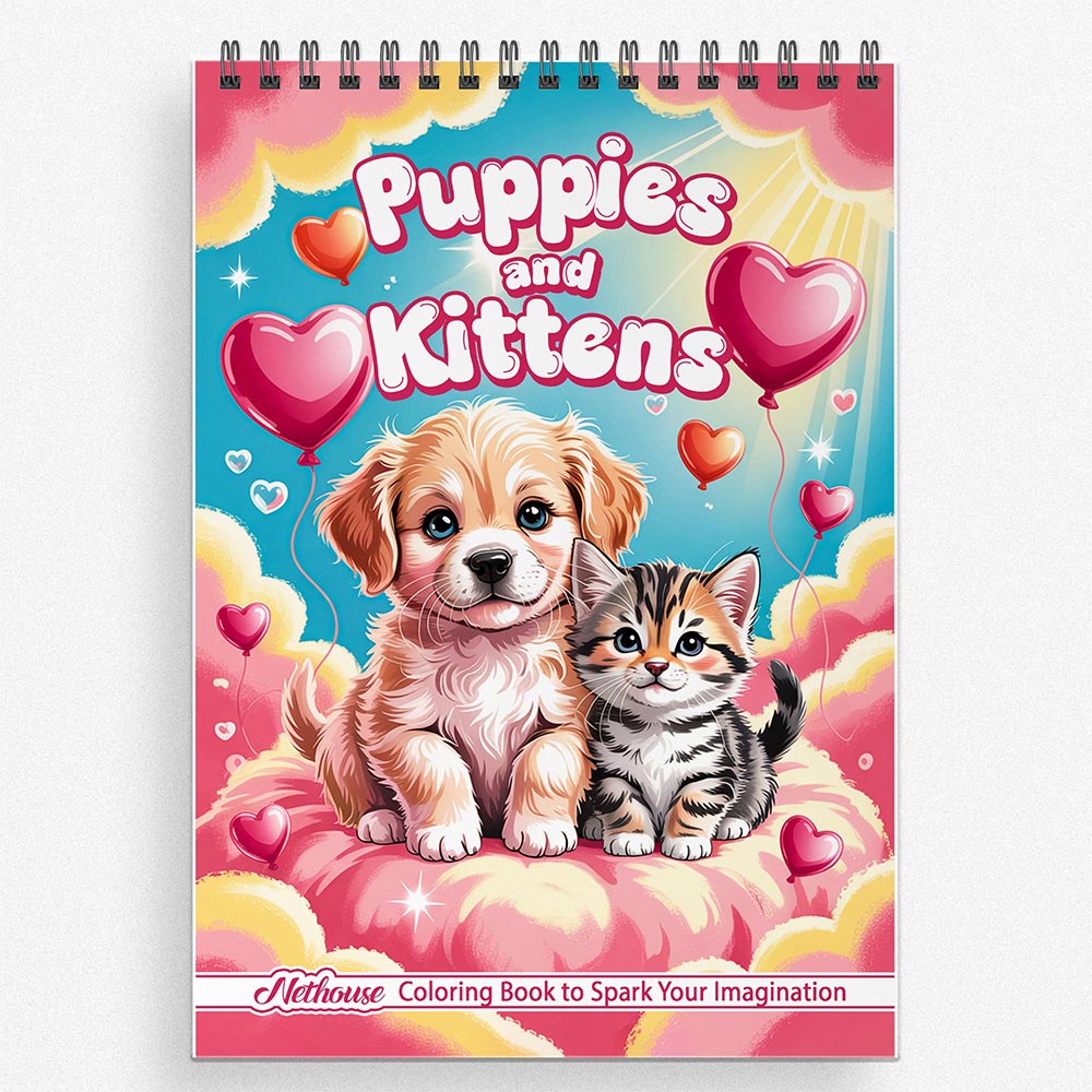 NETHOUSE Puppies and Kittens Coloring Book For Adults