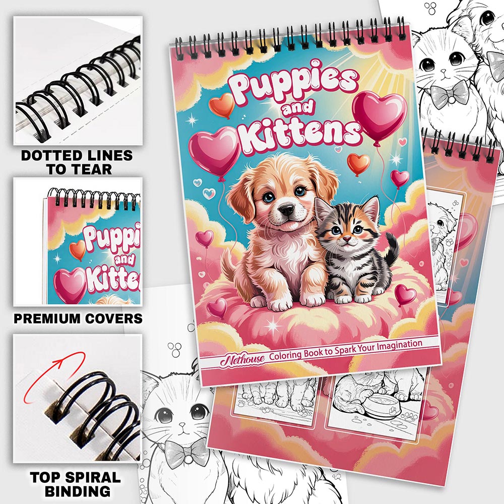 NETHOUSE Puppies and Kittens Coloring Pages For Adults