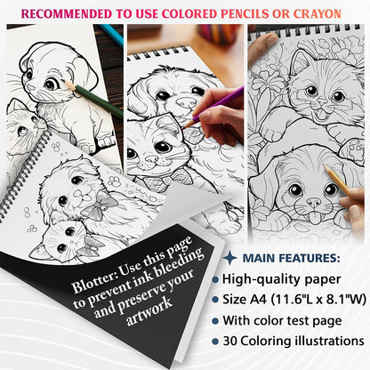 NETHOUSE Puppies and Kittens Coloring Sheets For Adults