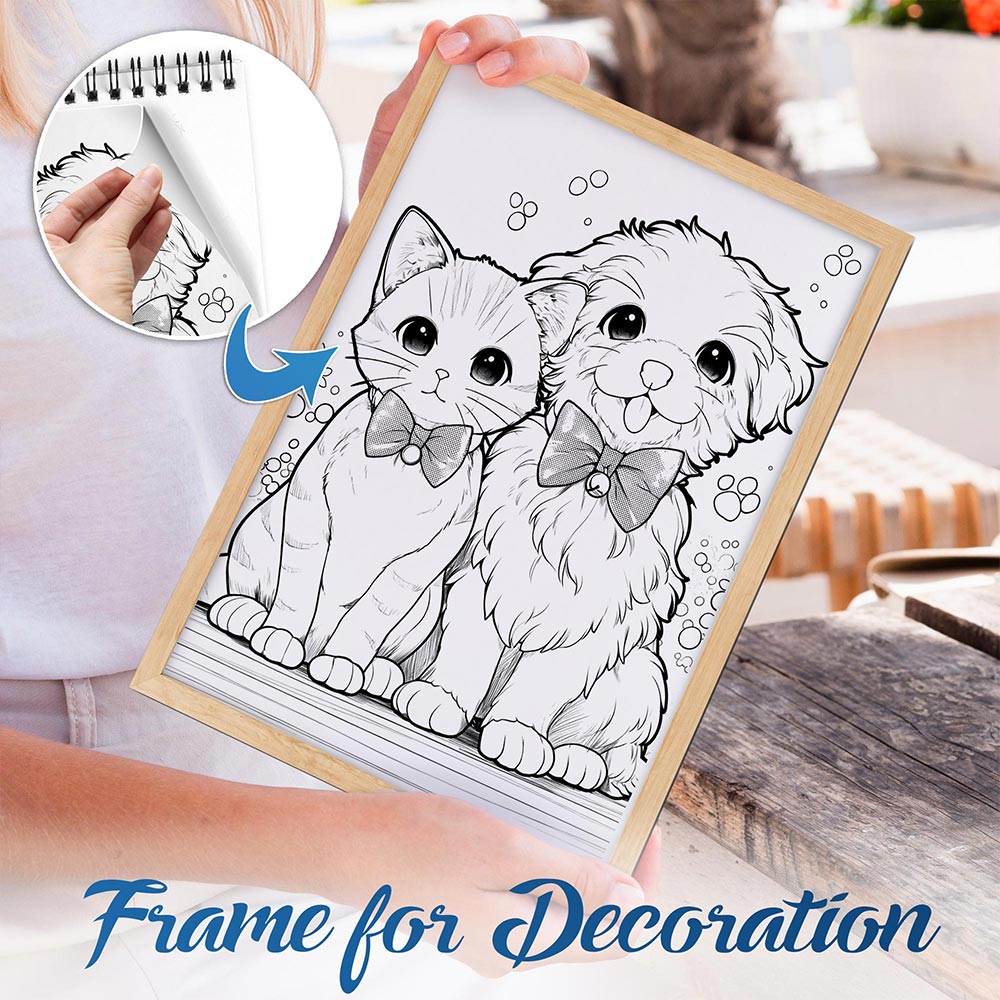 NETHOUSE Puppies and Kittens Spiral Bound Coloring Book For Adults