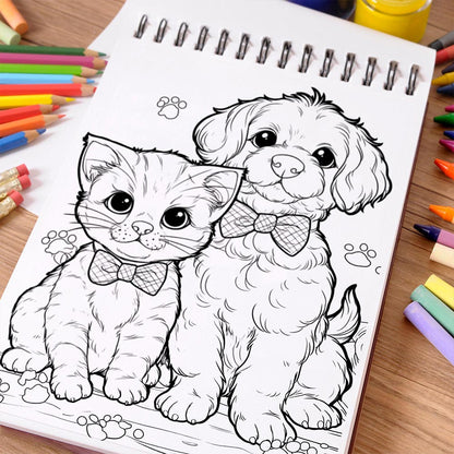 NETHOUSE Puppies and Kittens Coloring Book Spiral Bound For Adults