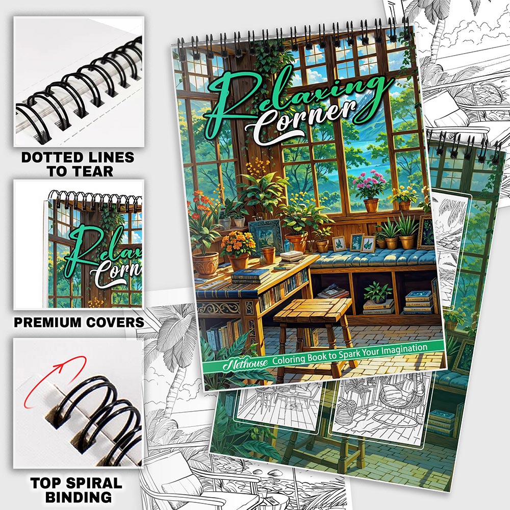 NETHOUSE Relaxing Corner Coloring Pages For Adults
