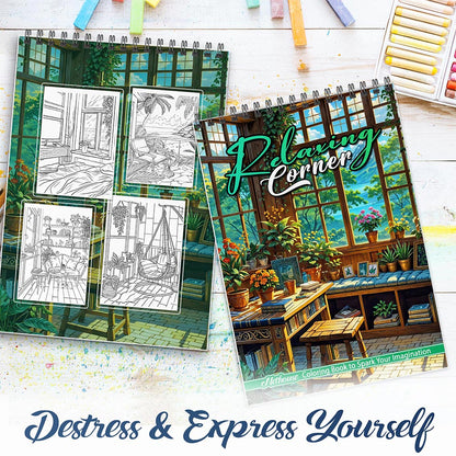 NETHOUSE Relaxing Corner Spiral Coloring Book For Adults