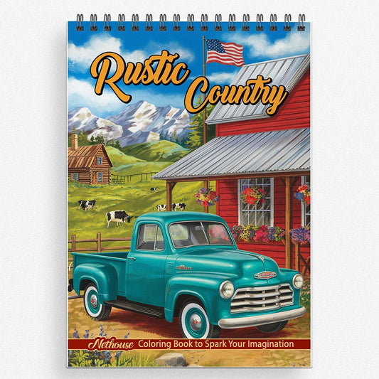 NETHOUSE Rustic Country Coloring Book For Adults