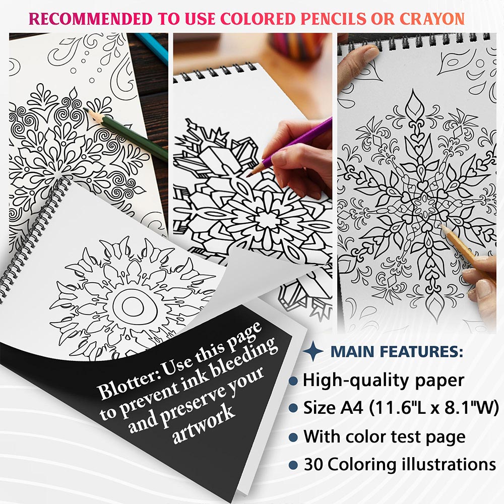 NETHOUSE Snowflake Mandalas Coloring Sheets For Adult