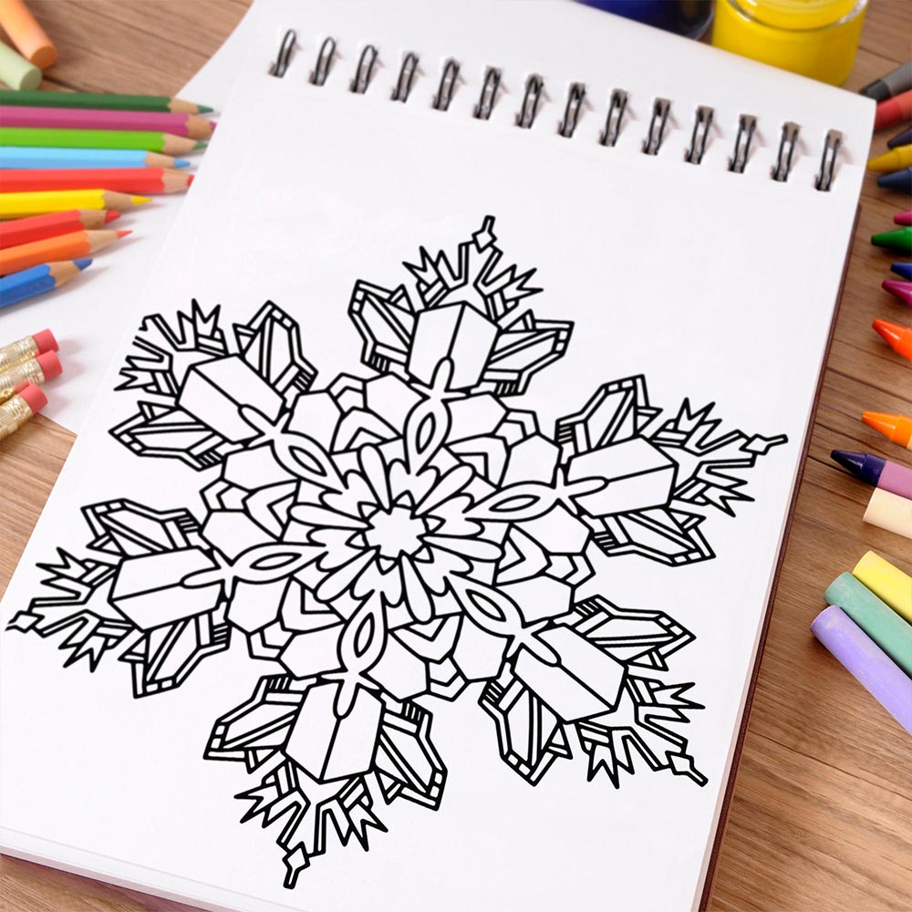 NETHOUSE Snowflake Mandalas Coloring Book Spiral Bound For Adult