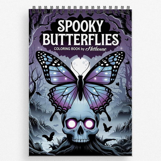 NETHOUSE Spooky Butterflies Coloring Book for Adults