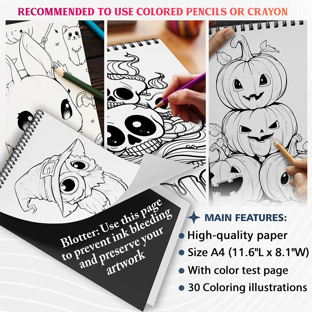 NETHOUSE Spooky Kawaii Coloring Sheets for Adults