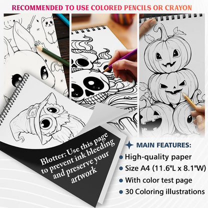 NETHOUSE Spooky Kawaii Coloring Sheets for Adults