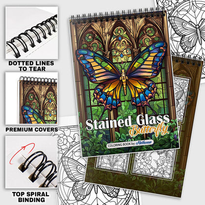 NETHOUSE Stained Glass Butterfly Coloring Pages For Adults