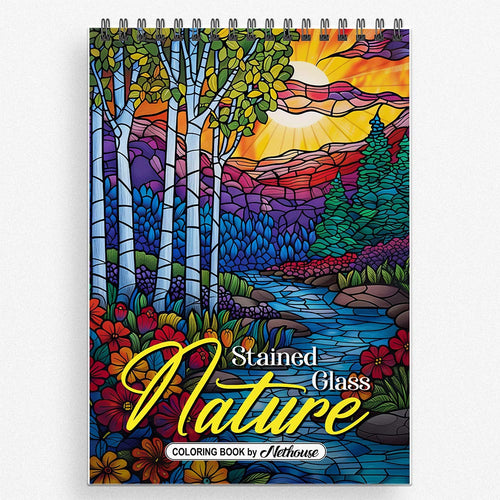NETHOUSE Stained Glass Nature Coloring Book for Adults 