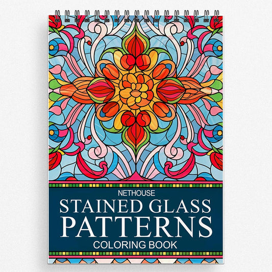 NETHOUSE Stained Glass Patterns Coloring Book for Adults