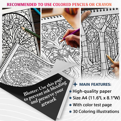 NETHOUSE Stained Glass Plants Coloring Sheets For Adults