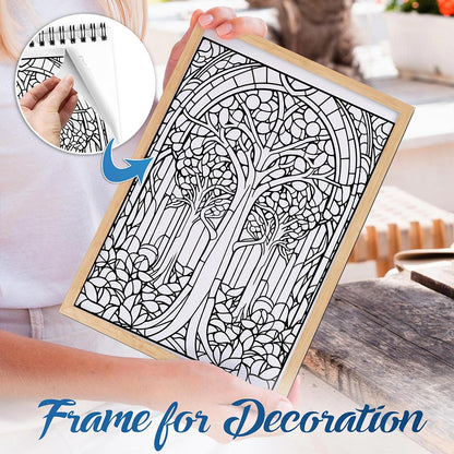 NETHOUSE Stained Glass Plants Spiral Bound Coloring Book For Adults