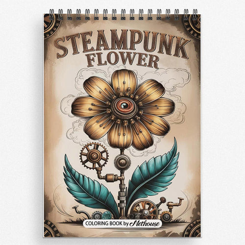 NETHOUSE Steampunk Flower Coloring Book for Adults
