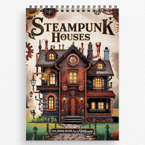 NETHOUSE Steampunk Houses Coloring Book for Adults